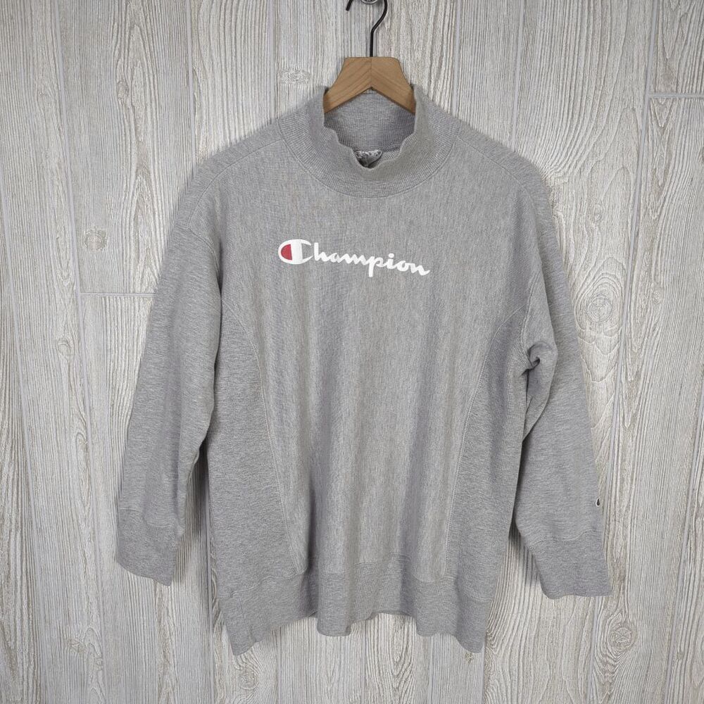 Vintage Champion Reverse Weave Mock Turtleneck Sweatshirt Size Medium